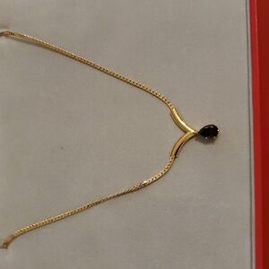 Sophisticated Gold Filled Necklace with Red Accent